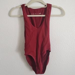Urban Outfitters Ribbed Red Bodysuit
